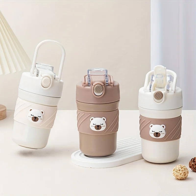 

Bear Vacuum Cup Stainless Steel Insulated Water Bottles Kawaii Thermal Cups For Hot And Cold Beverage Summer Winter Drinkware