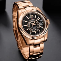 new rose gold mens watches classic sport waterproof mechanical watch fashion automatic date calendar stainless steel aaa clocks