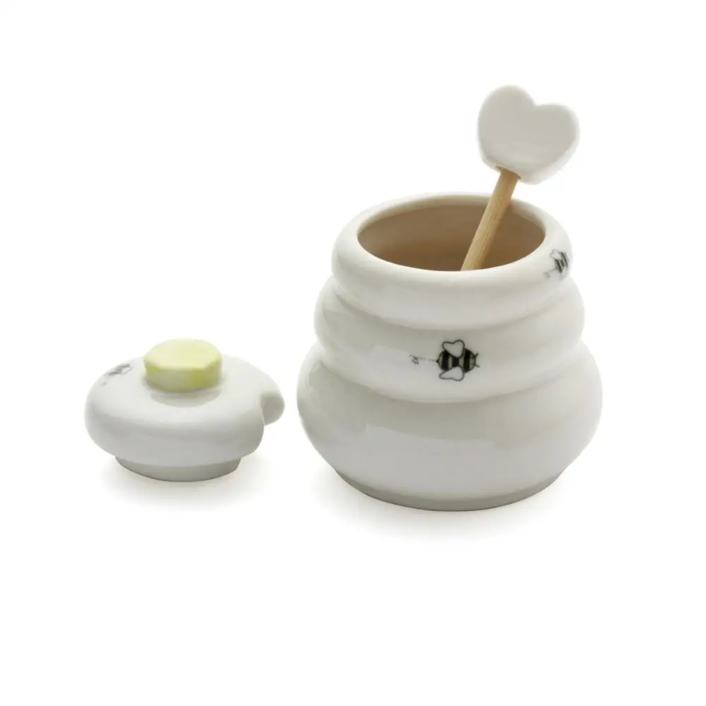 Фото Керамическая медовница X100 Delicate Honey Pot с ложками для меда, подарки для гостей на день рождения, свадьбу, вечеринку, красивая упаковка №2