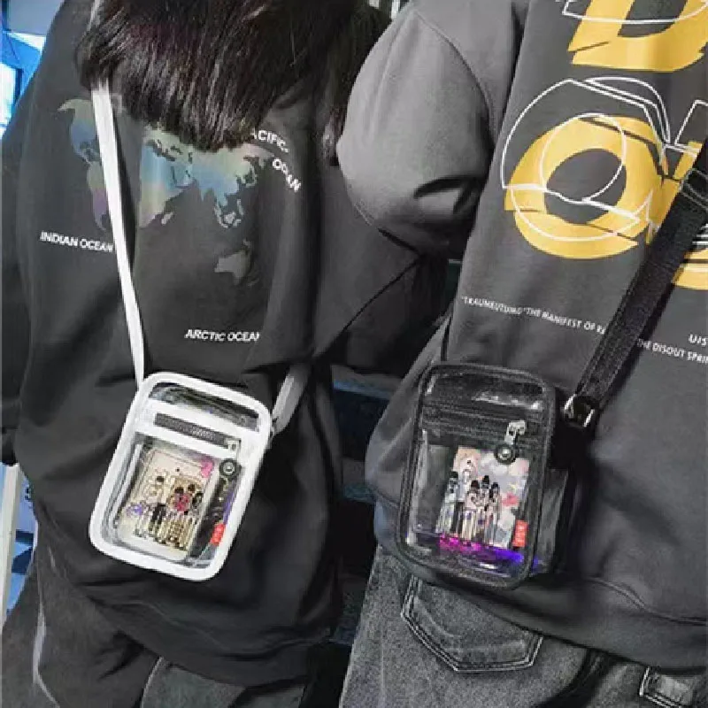 Bolsa de mensajero transparente para hombre y mujer, Mini bolso de un hombro para estudiante coreano, tendencia para niños