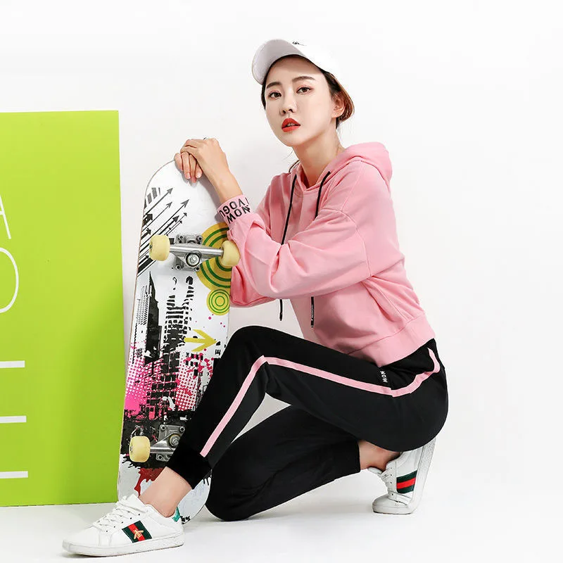 

Two Piece Casual Cotton Tracksuit Women Sets Oversized Hooded Long Sleeve Suit Spring Autumn Solid Sport Pants Lady Set M-3XL