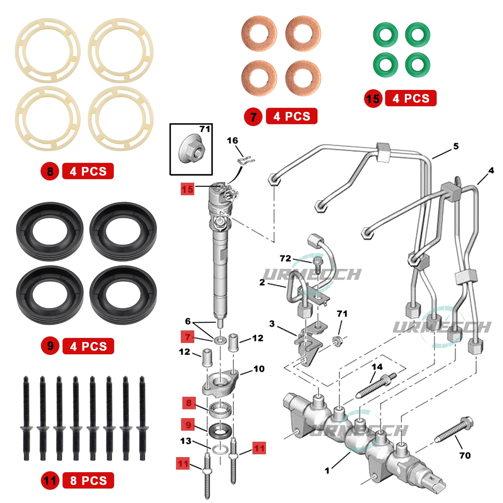 24 шт. комплект уплотнительных колец для топливной форсунки шайба замена Citroen Peugeot