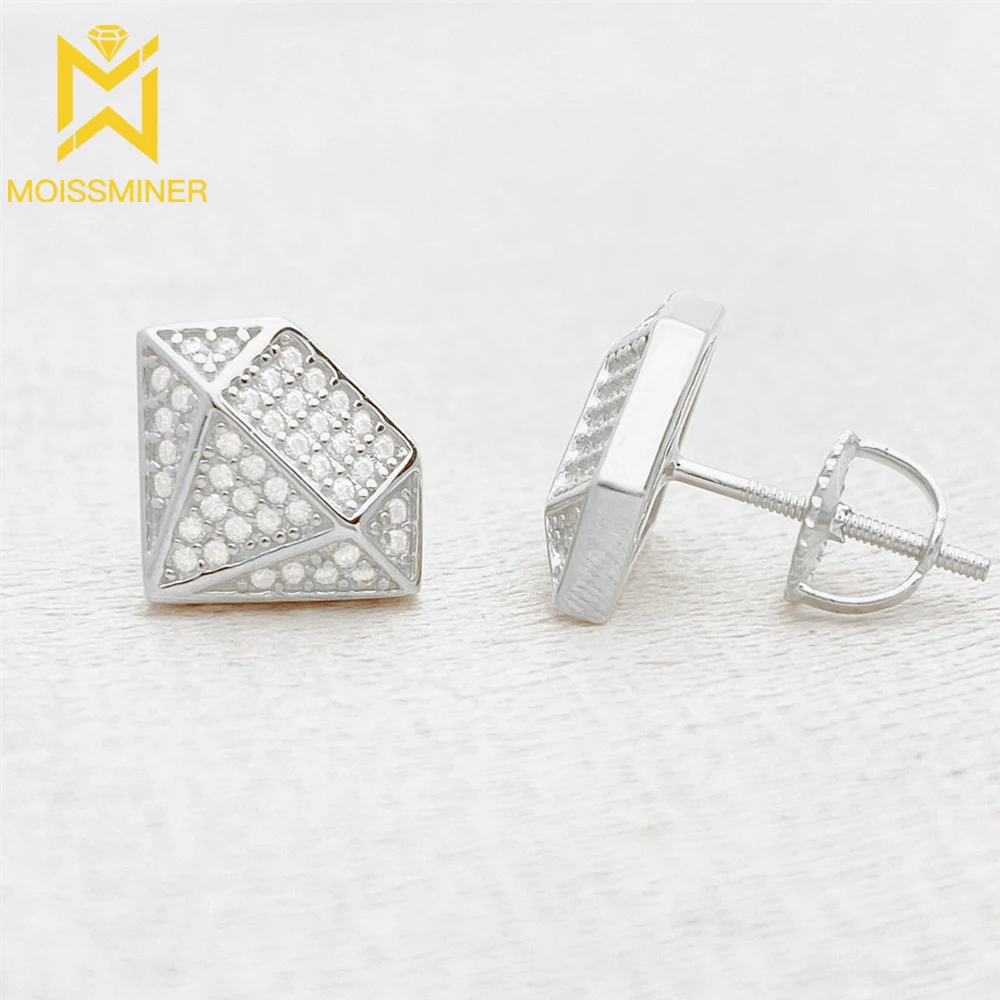 Diamonds Shape Moissanite Earrings For Women S925 Silver Ear Studs Men Earrings Jewelry Pass Tester Free Shipping