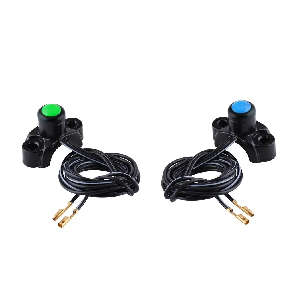 

2 x Universal Bike 7/8" Handlebar Mount Kill Stop Button Switch Green+Blue