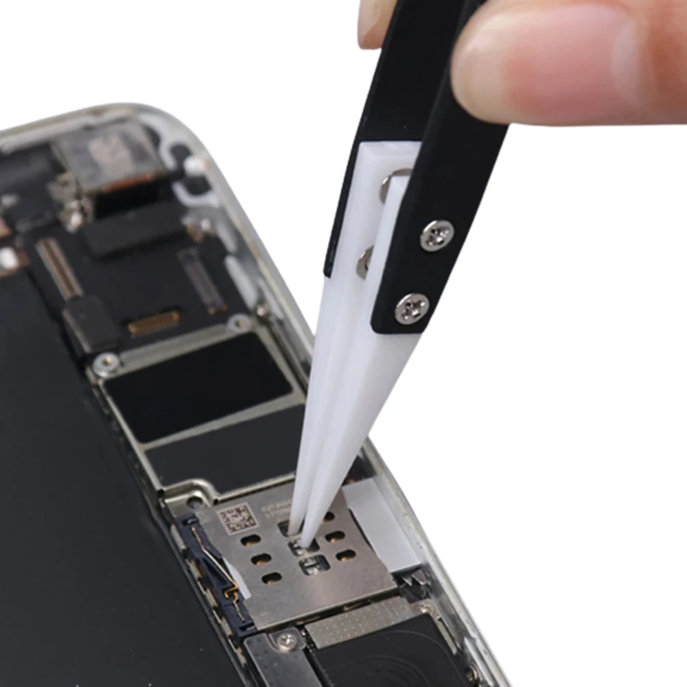 

3pcs 35-140mm Non Conductive Ceramic Tweezers Anti-Static Reverse Tweezers Heat Resistant Silver And Black Durable