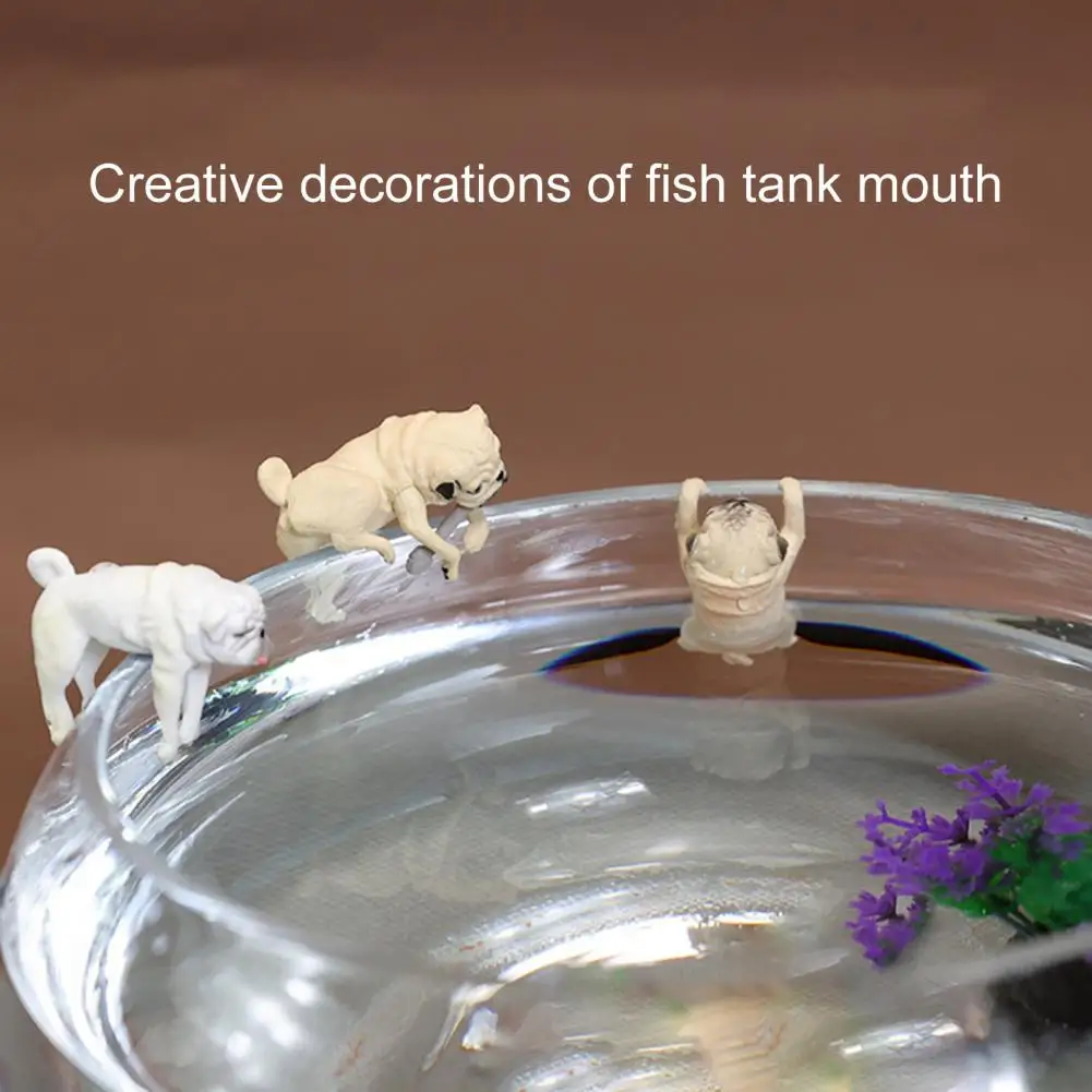 

Fish Tank Ornament Realistic Durable Resin Cartoon Pug Dog Hanging Aquarium Pendant Decor for Home