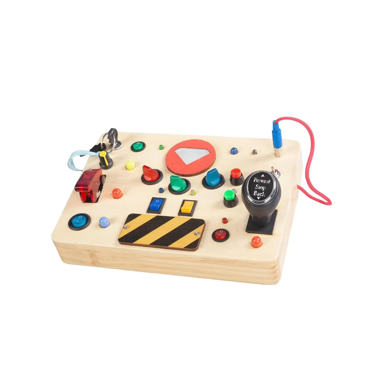 

LED Switch Board Wooden Handicraft Toy Early Educational Toy Teaching Aid Light Switch Sensory Board for Ages 2 3 4 Years Old