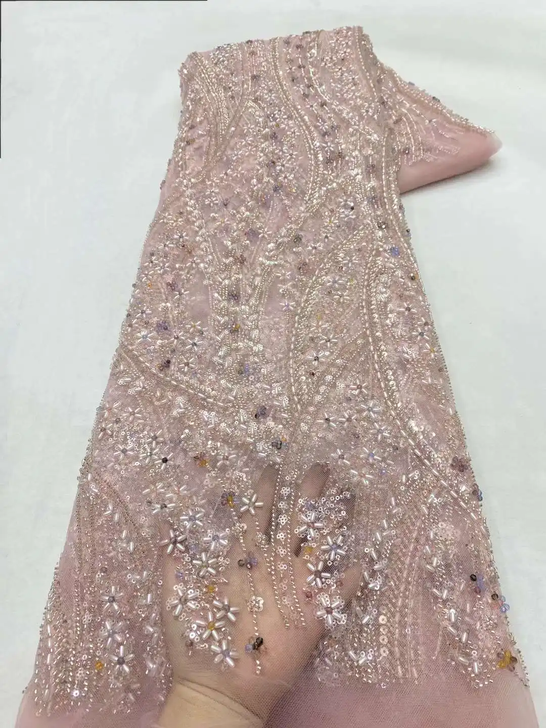 Африканские блестки кружевная ткань цветок вышивка бисер сетка кружево 2024 лидер