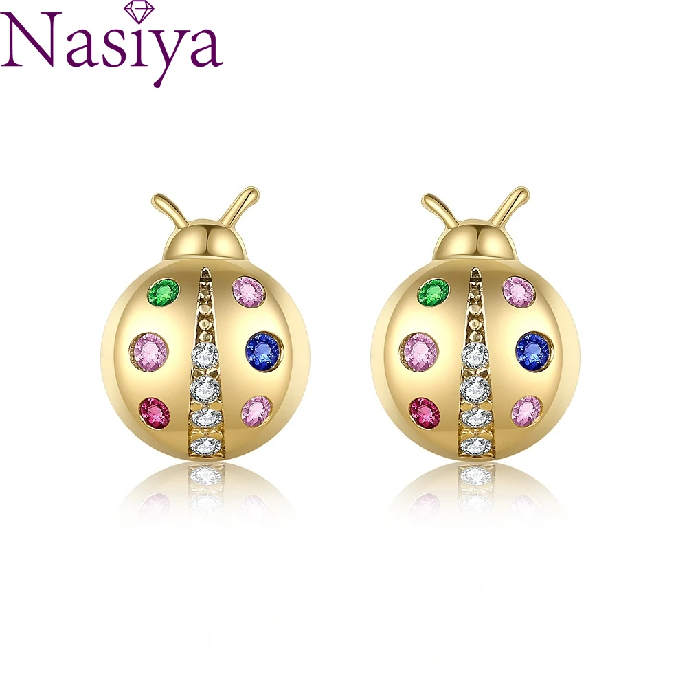 

Hot Sale S925 Sterling Silver Colorful Cute Insect Stud Earrings For Women Party Birthday Earrings Jewelry Gift