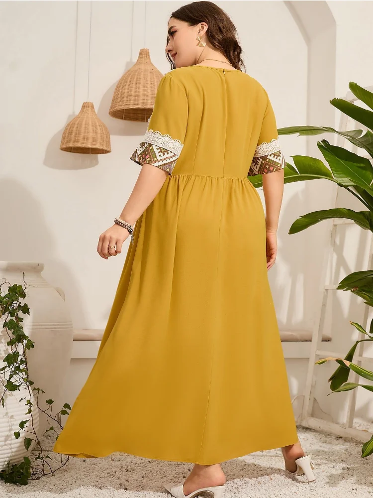 East Station temperament plus size long skirt cover belly printing plus size women printing female