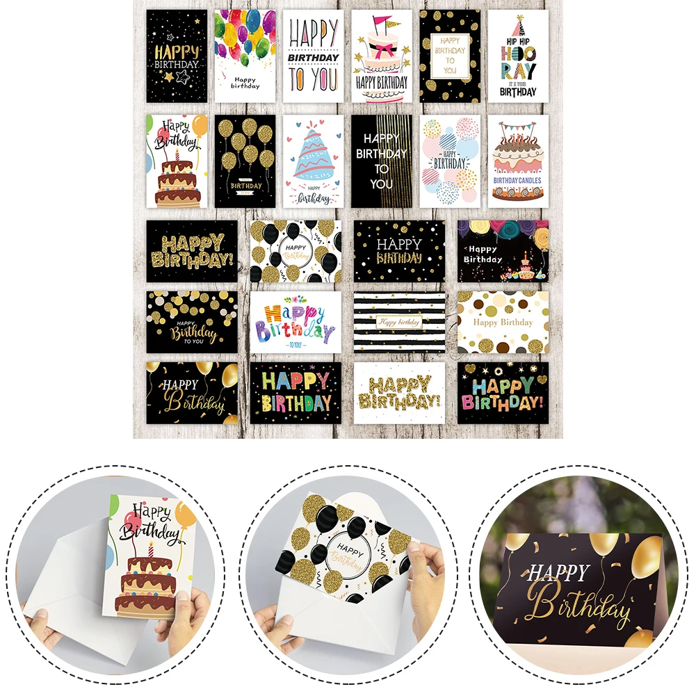 

24Pcs Greeting Cards Premium Birthday Cards With White Envelopes Bulk Mixed Party Card Pack 10*15cm For Family Friend Colleague