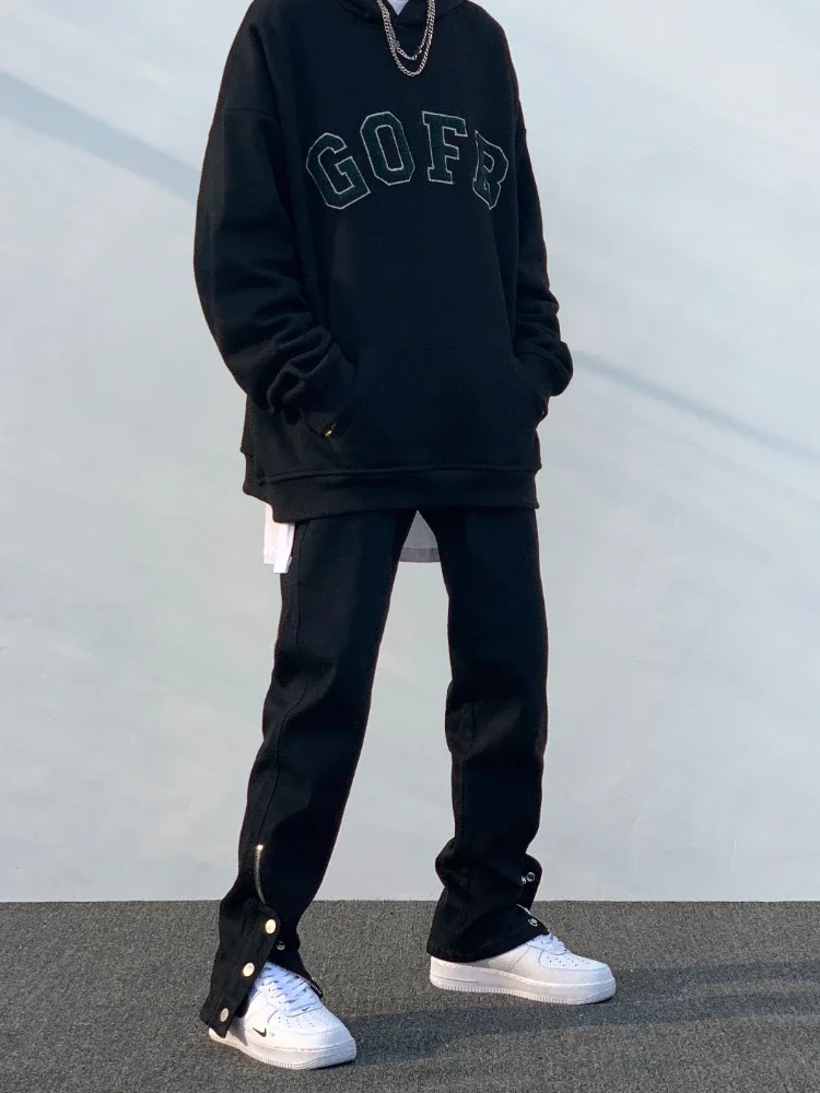 Джинсы мужские в европейском стиле Vibe High Street с боковой молнией потертые