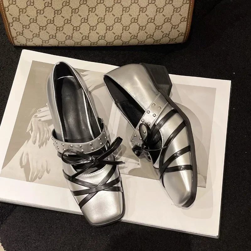 Женские туфли из натуральной кожи туфли-лодочки в стиле панк на толстом высоком