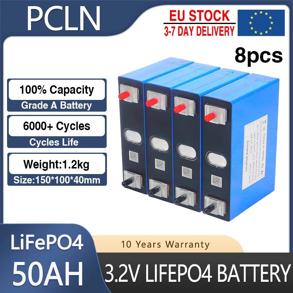 Новинка 8 шт. литий-железо-фосфатный аккумулятор 3 2 В 50 Ач LiFePO4 DIY 12 24 36 48