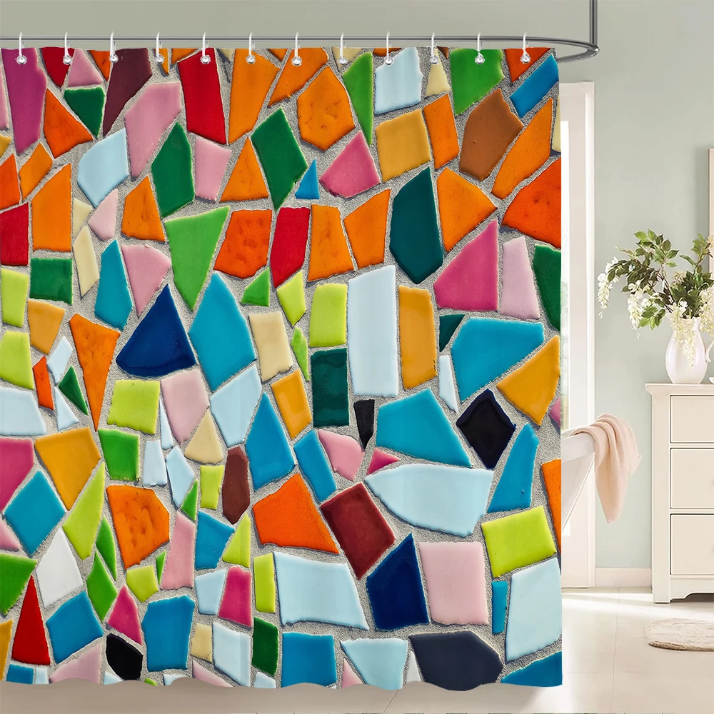 

Геометрическая душевая занавеска из полиэстера