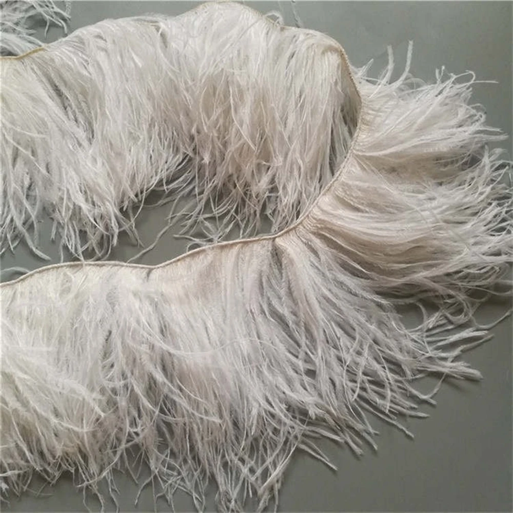 

1 2 Ply Natural Ostrich Feathers Trim Fringe Ostrich Feather Trimming Ribbon for Party 8-15cm Dress Decorative Plume