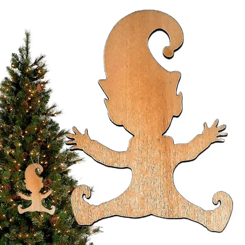 Рождественский новый шаблон гнома следы деревянный карлик эльфы лазерная резка