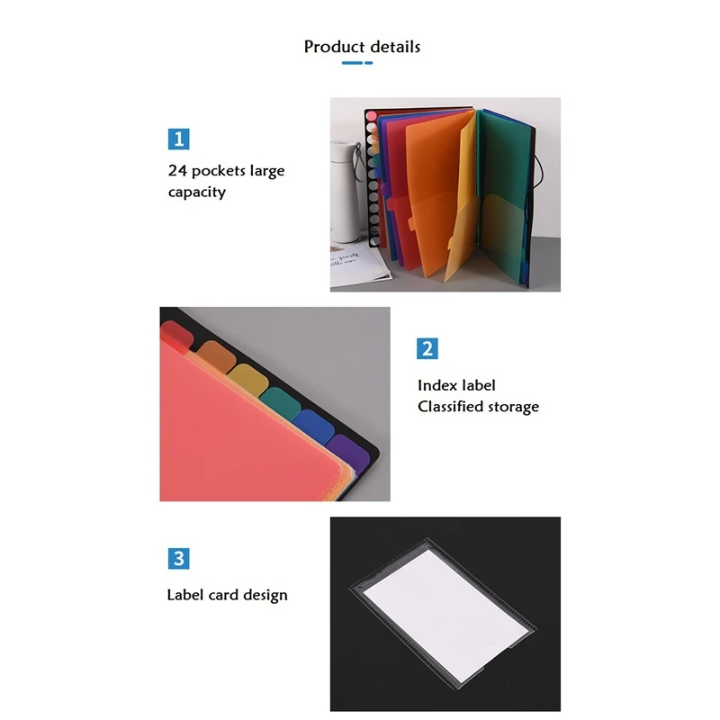 Расширяемая сумка для хранения файлов 24 кармана папка-гармошка A4 дома офиса и