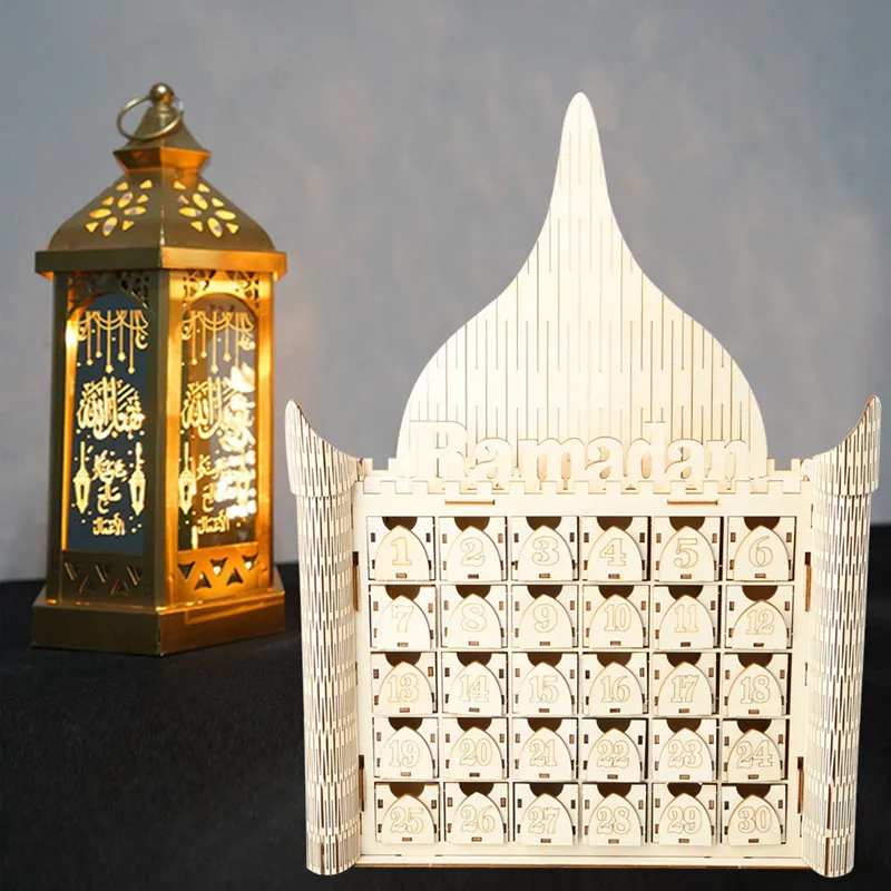 

30Days Ramadan Countdown Calendar Eid Mubarak Decor DIY Wooden Drawer Box Islam Muslim Party Ramadan Kareem Decorations for Home