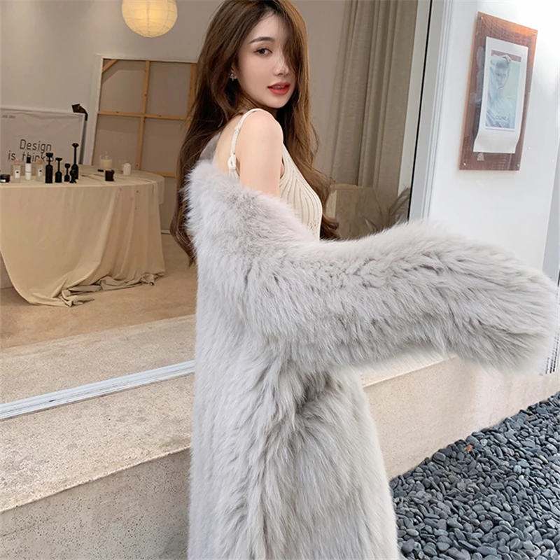 2022 Winter Long Fur Coat Women Imitation Fox Hair Korean Version of The New Faux Fur Coat Fox Fur Long Jackets
