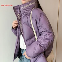 slim down jacket woman winter parkas temperament korean women cotton coats long sleeve stand collar loose bread jackets overcoat