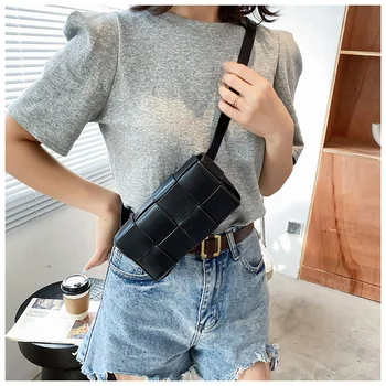 Pu Leather Woven Small Waist Bags For Women Luxury Brand Shoulder Bag New Trend Women Hand Bag 2022 Messenger bag Female Purses