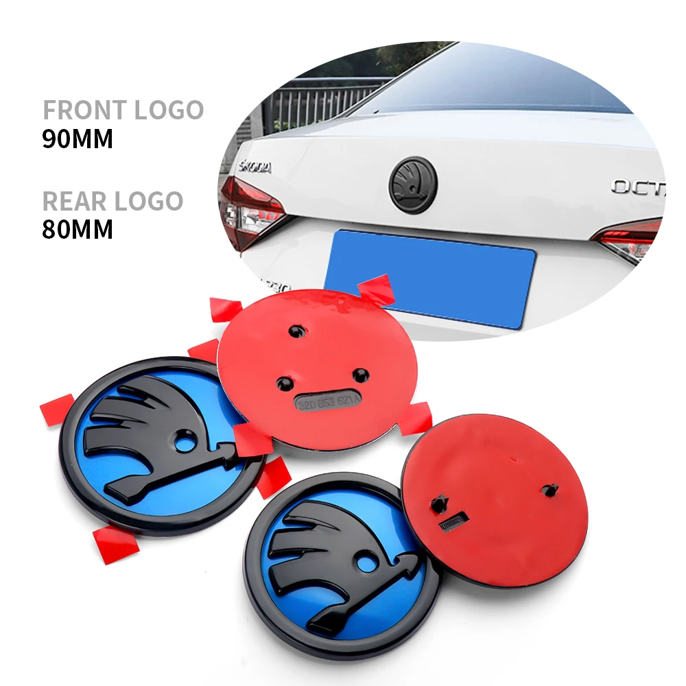 Car Front Grille Hood Logo Rear Bumper Trunk Sticker Badge Styling Accessorie for Skoda VRS Octavia Fabia Kamiq Super Rapid Yeti