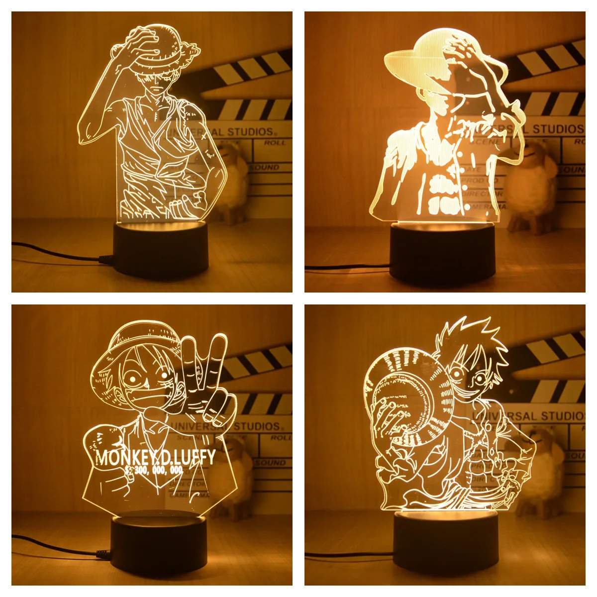 

2022 Anime One Piece Luffy Figure 3D Illusion LED Night Light Nightlight Touch Flash Light Desk Model Figure Toys