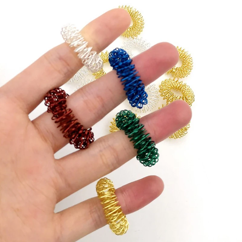 

Sensory Finger Rings Acupressure Rings Set Silent Stress Relief Fidget Toys