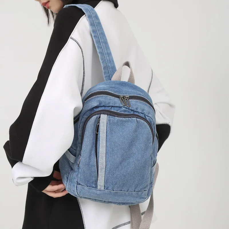 Women's backpack 2023 New Fashion Ins Girls Denim Mini Backpack Versatile Schoolbag Leisure Tourism Backpack Female Bag
