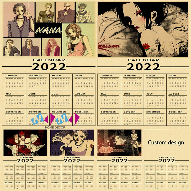 

2022 Calendar Anime NANA Vintage Kraft Paper Poster Home Room Decor Art Funny Posters for Coffee House Bar Interior Paintings