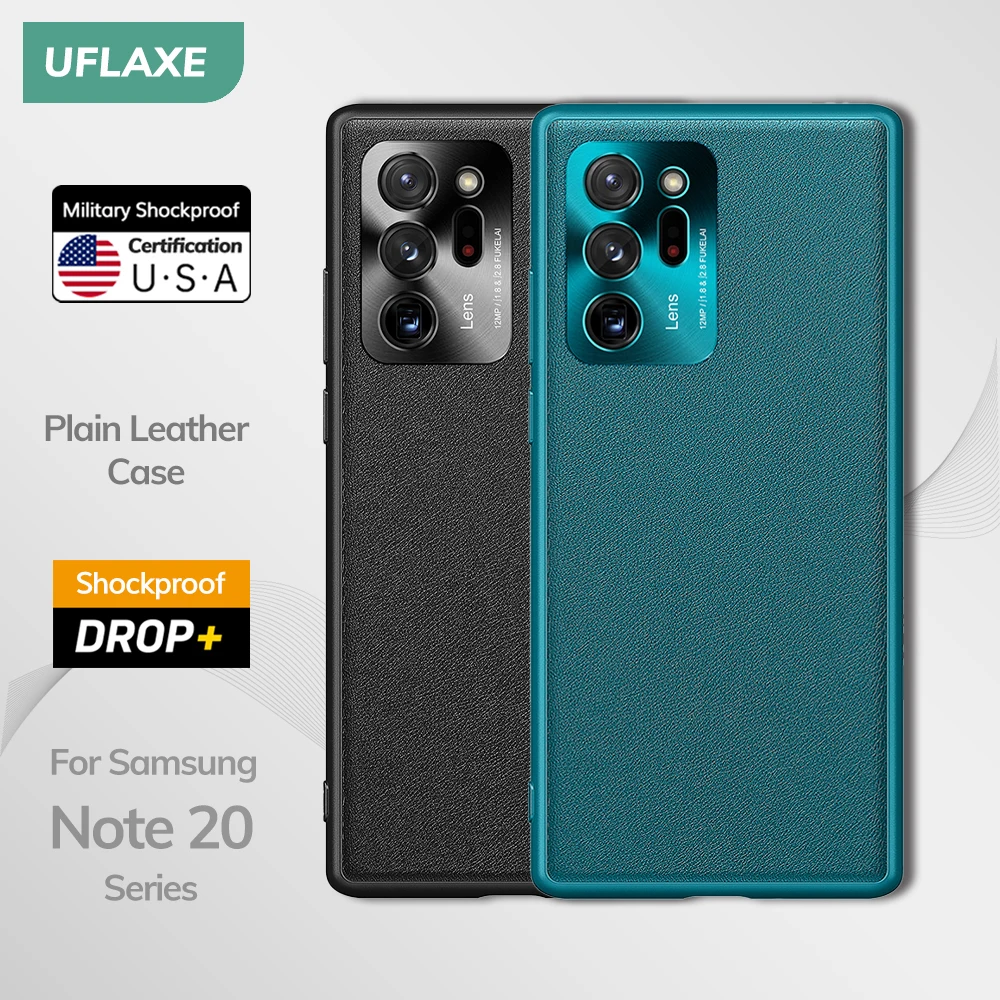 UFLAXE Original Plain Leather Case for Samsung Galaxy Note 20 Ultra 5G Camera Protection Back Cover Shockproof Hard Casing