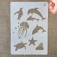 a4 2921cm dolphin turtle octopus diy layering stencils painting scrapbook coloring embossing album decorative paper template