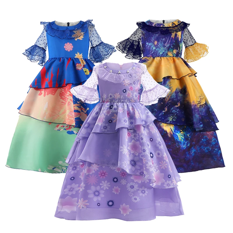 

Encanto Madrigal Dress Girls Cosplay Costume Fancy Girls Dress for Carnival Halloween Princess Dresses Mirabel Costume Clothes