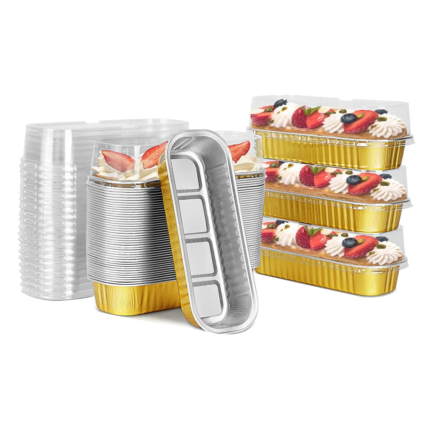 

Одноразовые мини-кастрюли с крышками, 50 шт., 6,8 унций, алюминиевая фольга, узкие кастрюли для торта, прямоугольные формы для выпечки кексов