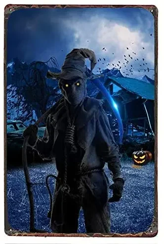 

Жестяной знак на Хэллоуин, серия плакатов на Хэллоуин, винтажная праздничная открытка, украшение на стену, металлический жестяной знак