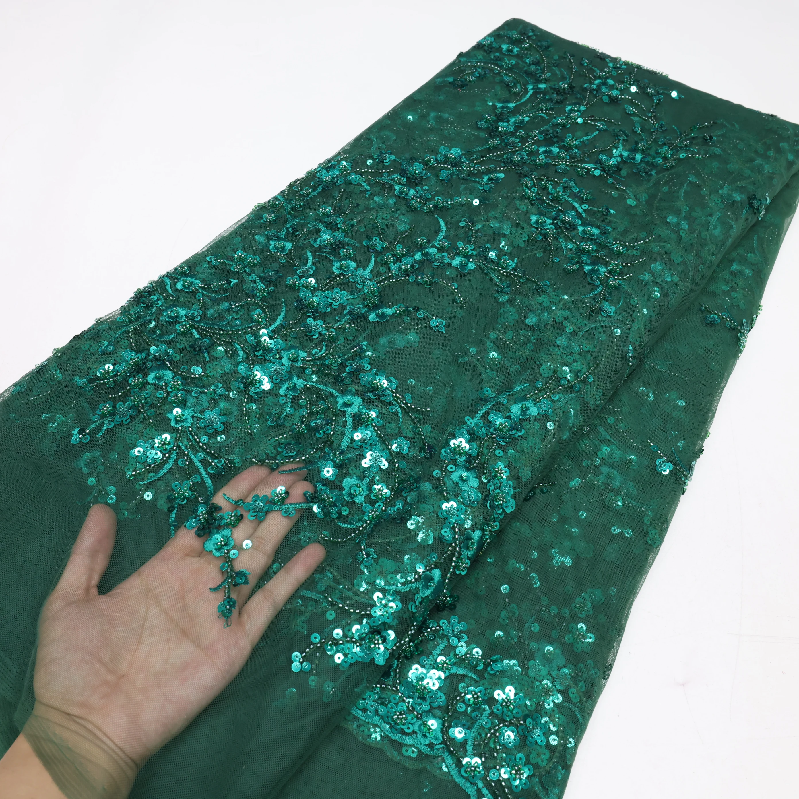 Высококачественная Африканская Кружевная Ткань Ручной Работы С Бусинами