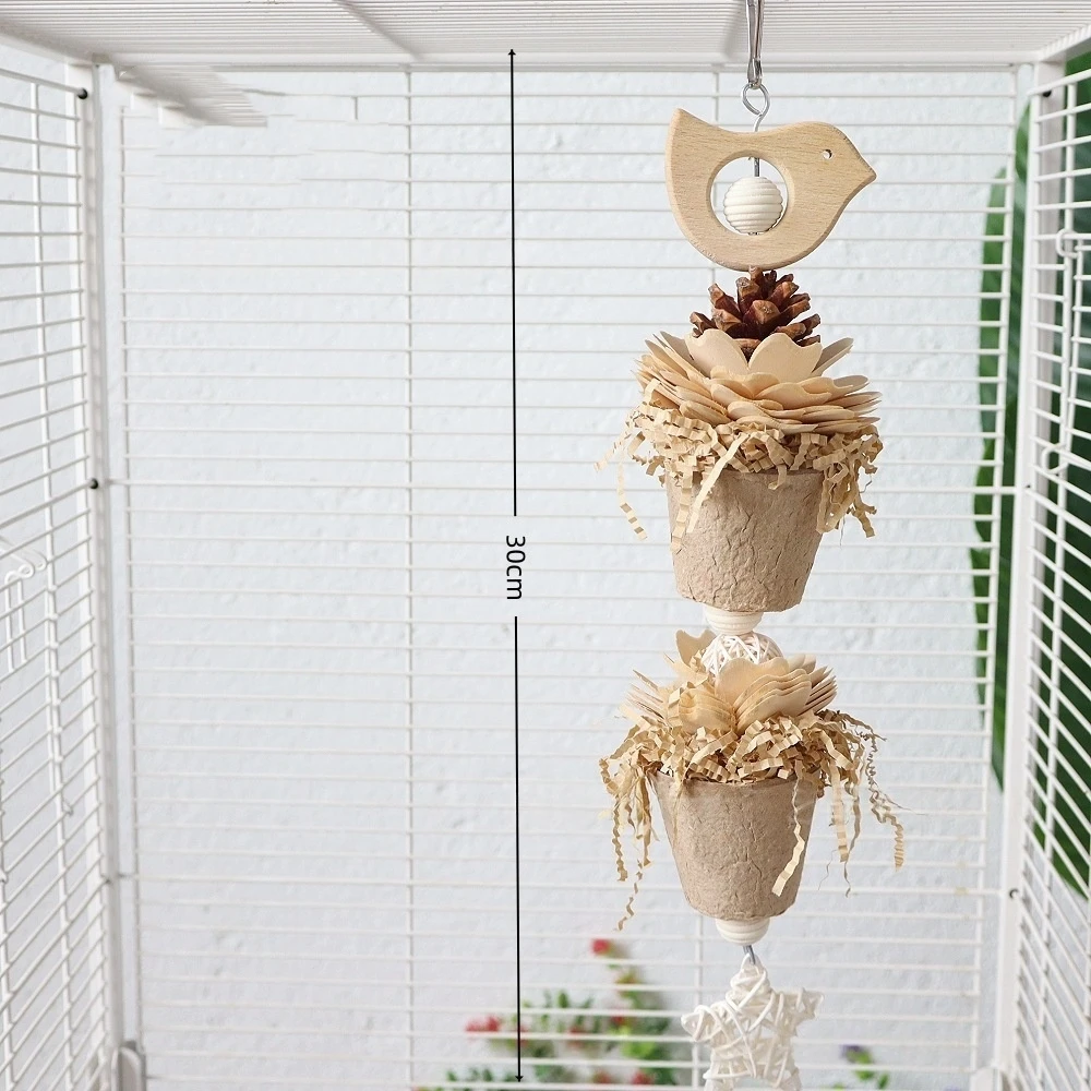 Фото Игрушка для попугаев с бумажными кусочками, интерактивная жевательная игрушка для мелких и средних попугаев, снятие стресса, декор для клетки №4