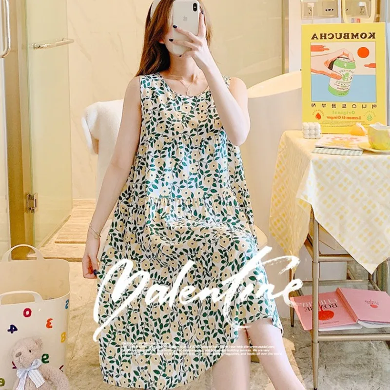 Ladies' Nightdresses Summer Style Sling Cotton Silk Sexy Sleepwear Female