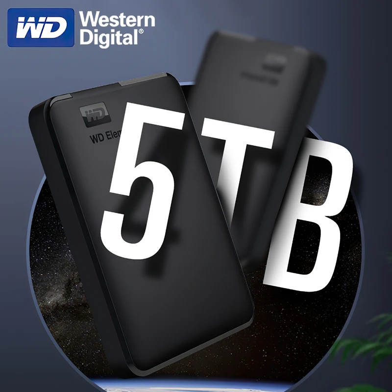 Оригинальный внешний жесткий диск Western Digital WD Elements 5 ТБ 2 дюйма USB портативный HDD