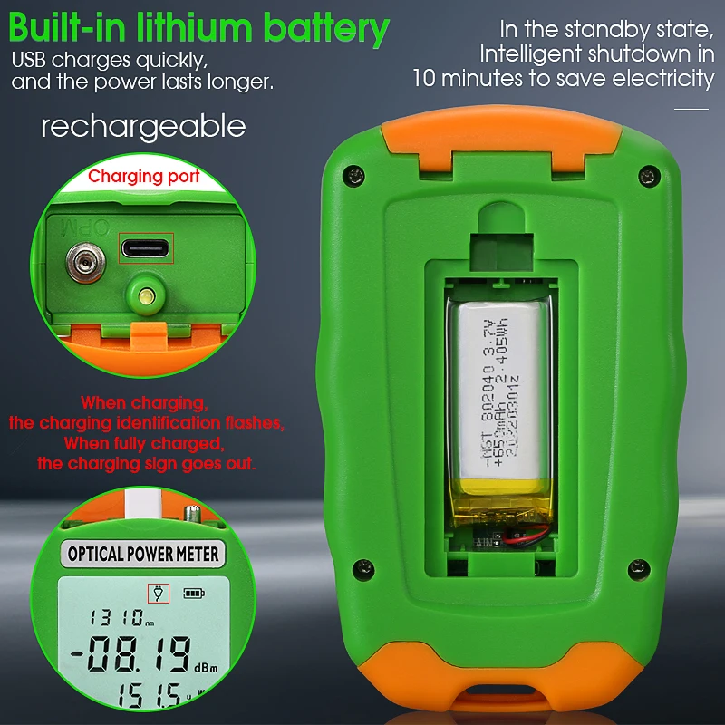 MAYTO 2 in 1 FTTH Fiber Optic Power Meter AUA-DC7/DC5 LED Light SC/FC/ST Universal Connector -70~+10dBm Fiber Optical Tester
