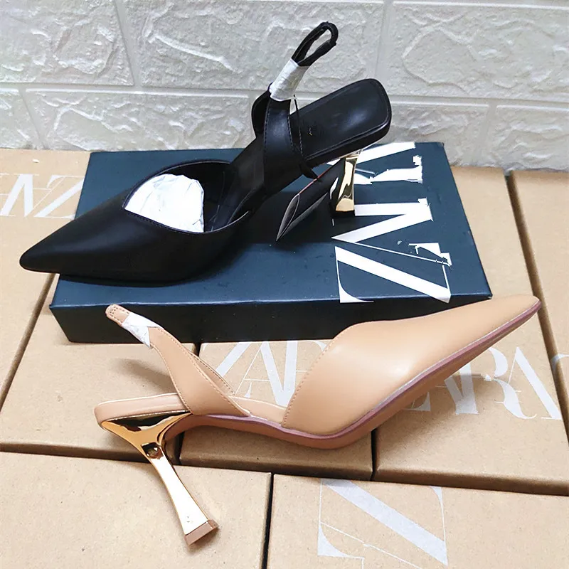 

WSL TRAF ZA Women's Shoes 2022 Nude Color Pointed High Heels Female Stiletto Black Women's Single Shoes Lacing High Heeled Shoes