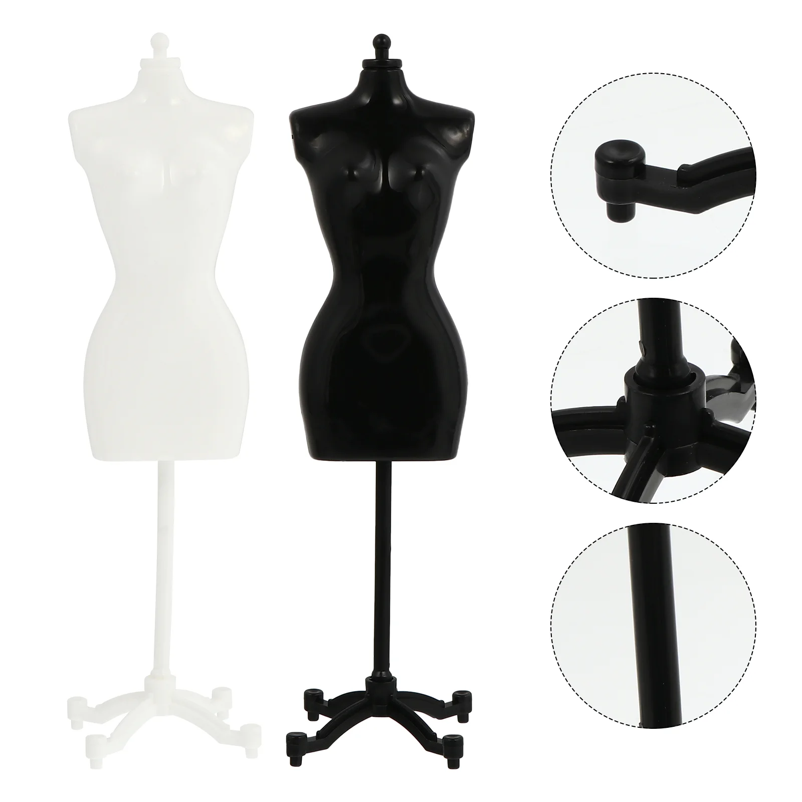 

6 PCS Clothing Rack Mini Dolls Display Model Mannequin Stand Plastic Dress Miniature Scene Accessory