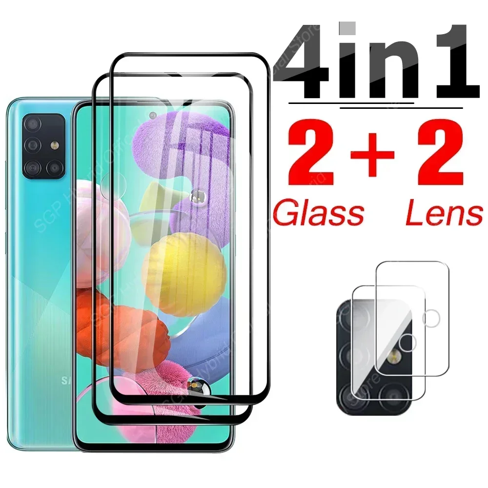 

4-in-1 Full Screen Protector Protective Glass On The For Samsung Galaxy A51 M51 Samzung A5 M5 A 5 1 51 Camera Lens Tempered Film