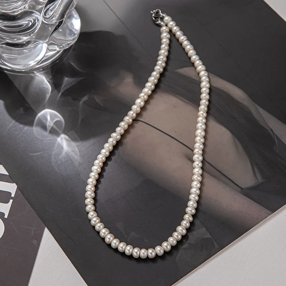 

2022 Korean Handmade Freshwater Pearl Beads Choker Necklace Luxury Party Jewelry