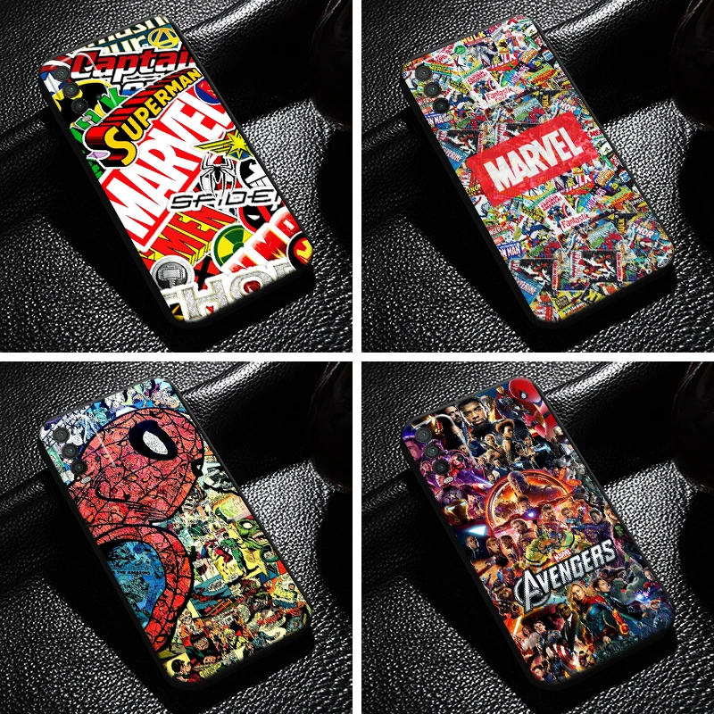 

Marvel Comics Logo Phone Case For Xiaomi Redmi 9T Liquid Silicon Coque Black Funda Silicone Cover Carcasa