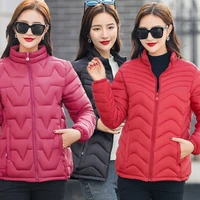 warm parkas stand collar female jacket 2021 new fall winter cotton padded outerwear oversized loose casual fashion short coat