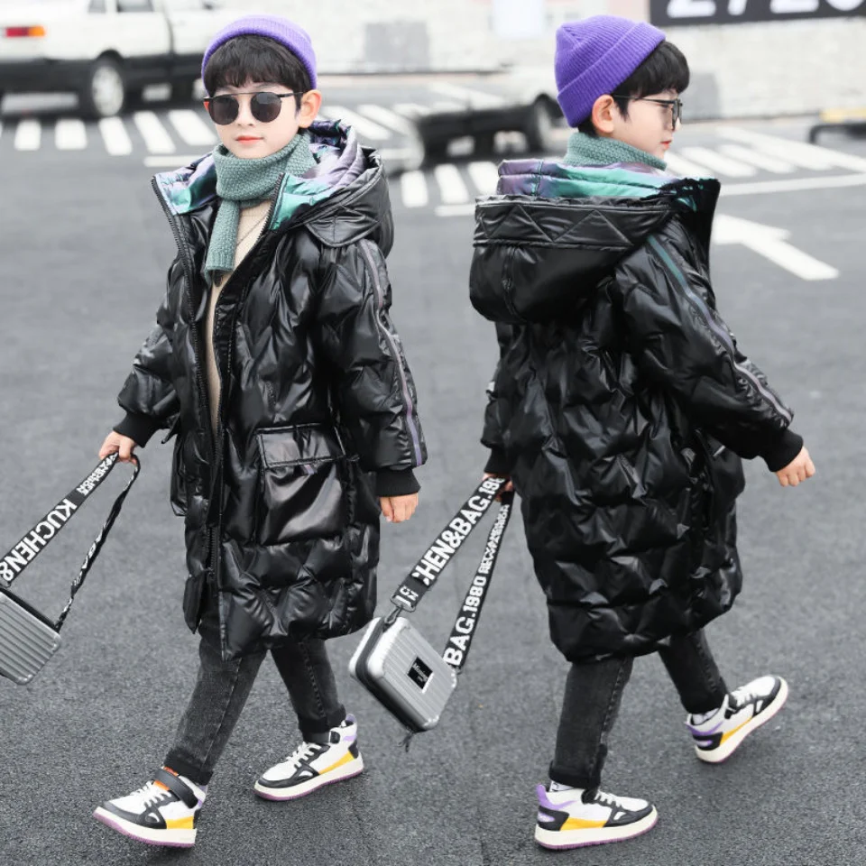 Boys Two Colors Parkas Winter For 4 5 6 7 8 9 10 11 12 13 14Years Hooded Mid Big Children Down Coats Warm Boys Winter Clothes