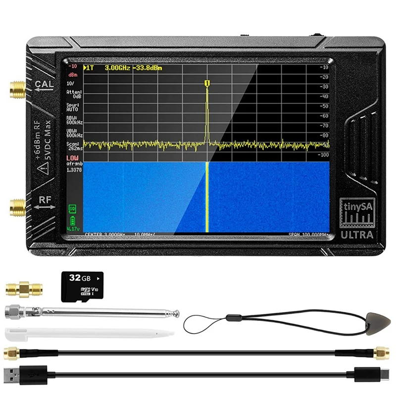 

4 Inch Spectrum Analyzer Frequency Analyzer V0.4.5.1 100Khz-5.3Ghz 3000Mah Battery & 32GB SD Card