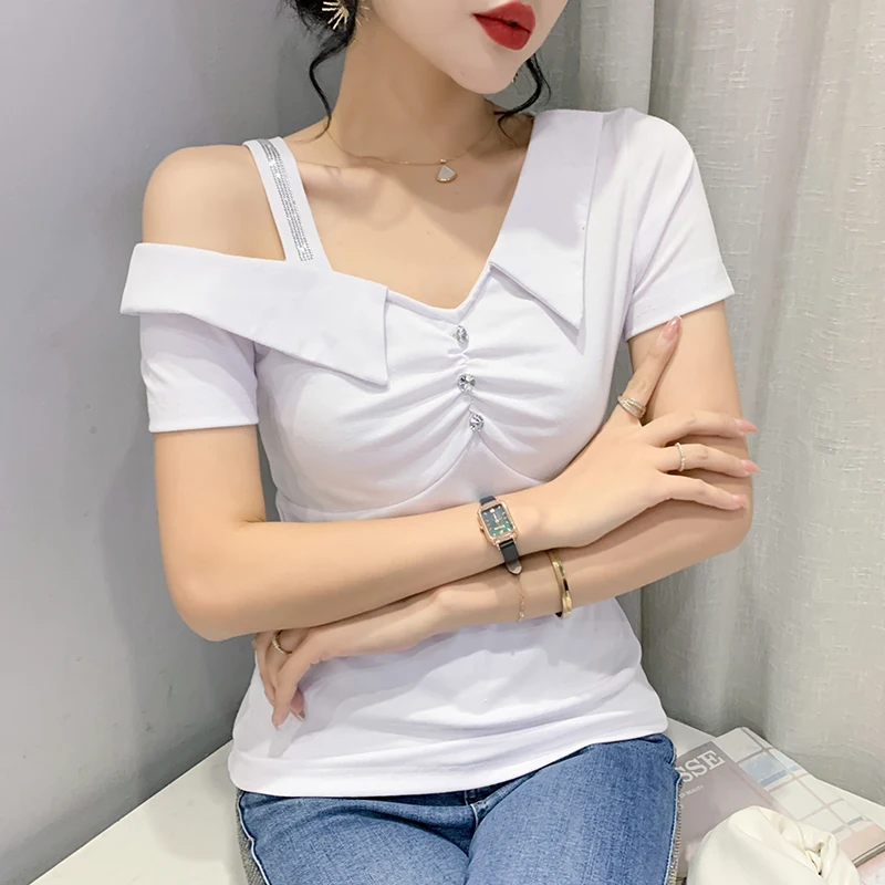 Новинка Весна 2022 женская футболка с коротким рукавом модные сексуальные